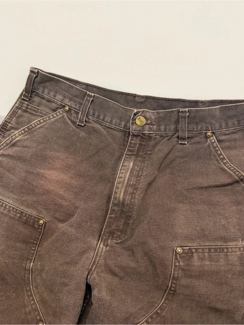 Carhartt Pants Mens 32x34 Brown B136 DKB Loose Duck Double Knee Carpenter Work